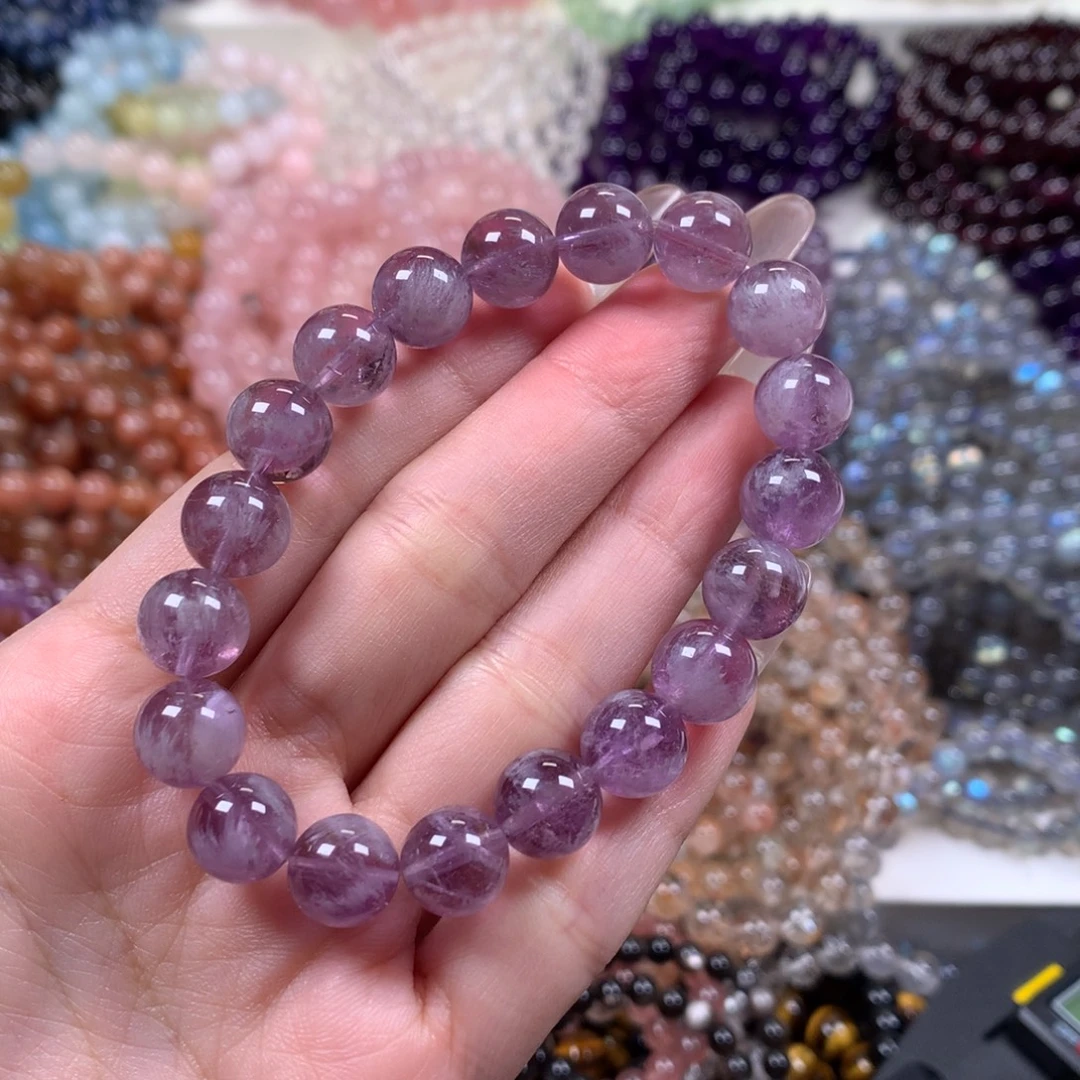 水晶未镶嵌手链紫兔毛卡10