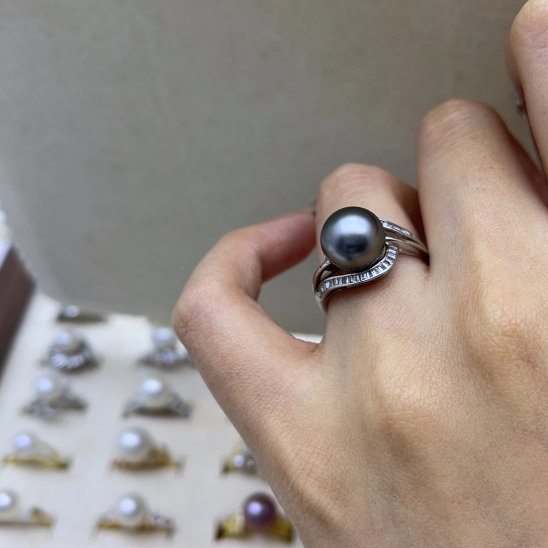 银S925镶嵌海水珍珠戒圈