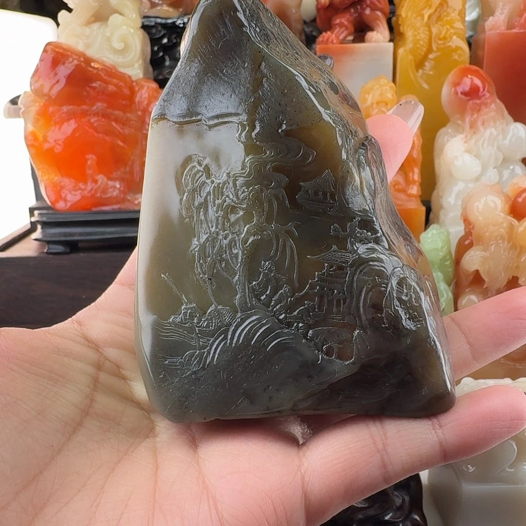 晨***风寿山石精品田黄摆件