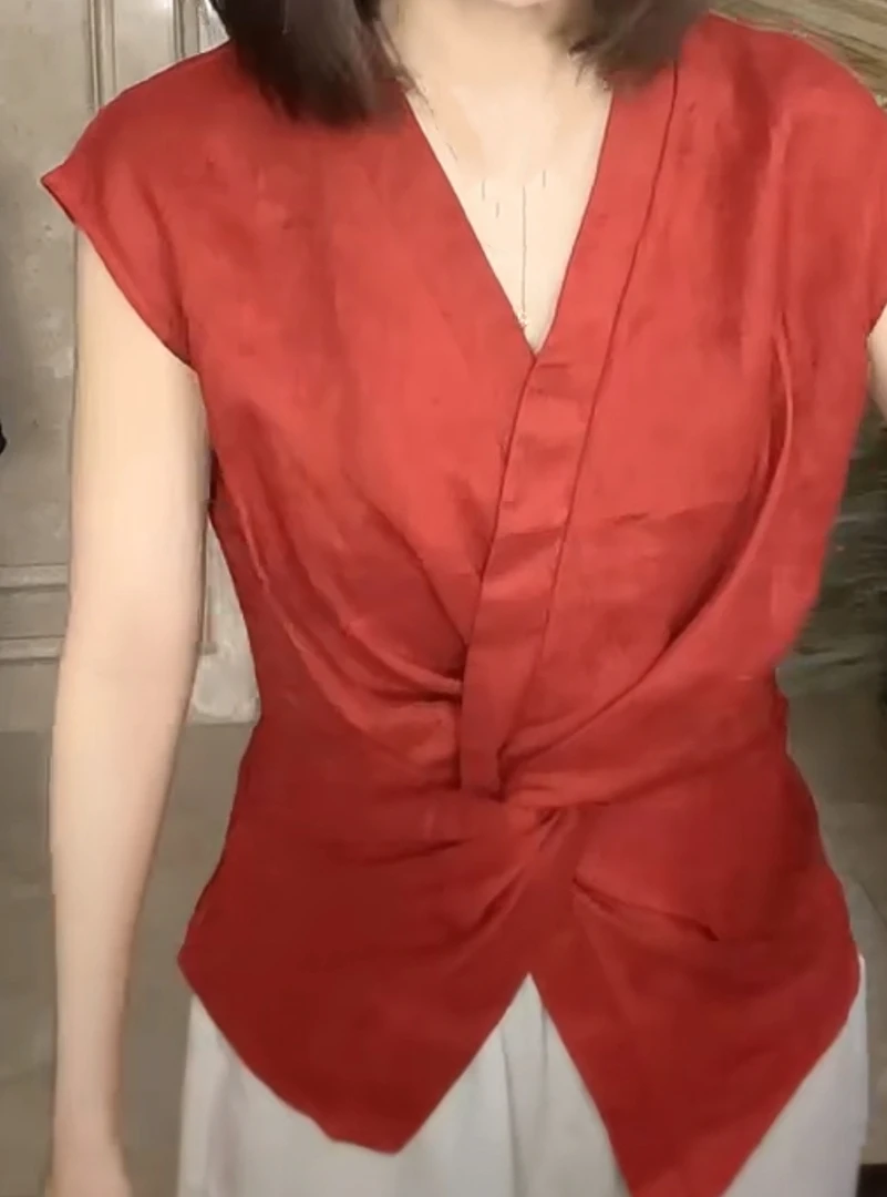 【洵美百货】新款亚麻收腰上衣