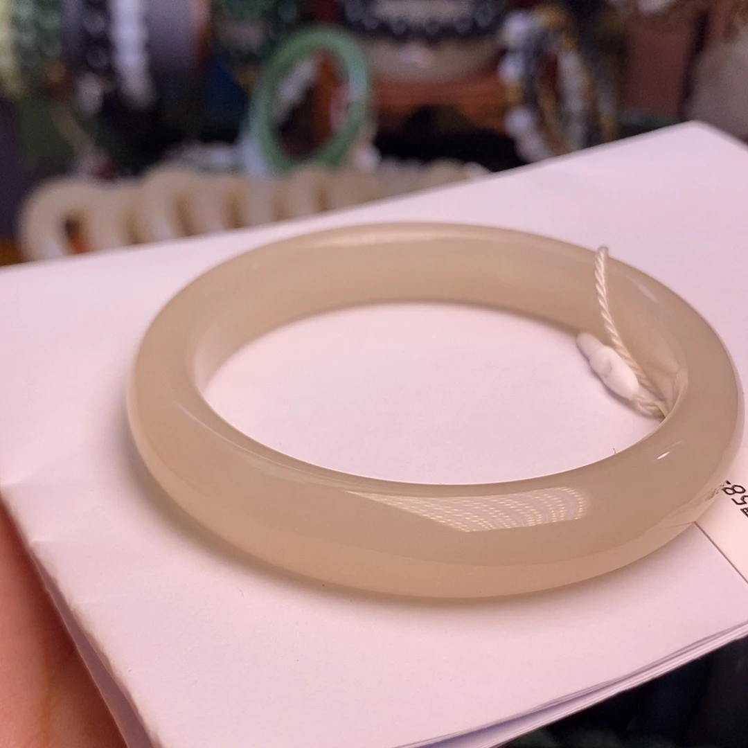 和田玉未镶嵌颈饰藕粉老矿料红粉手镯59