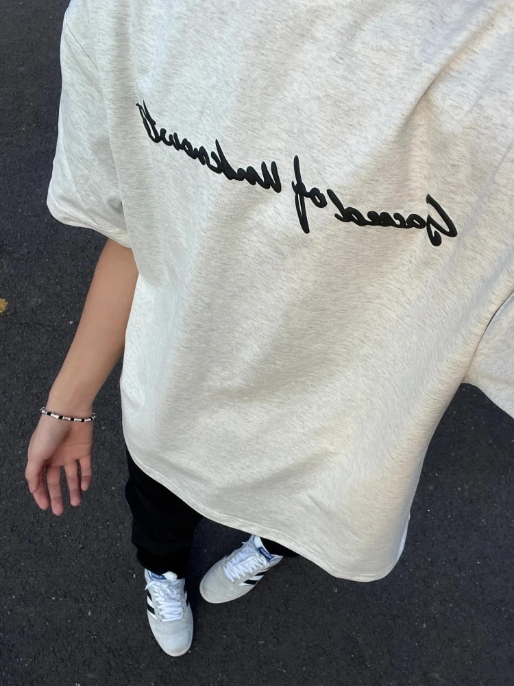 【重磅纯棉】cleanfit设计感简约潮流字母印花短袖T恤休闲宽松百搭