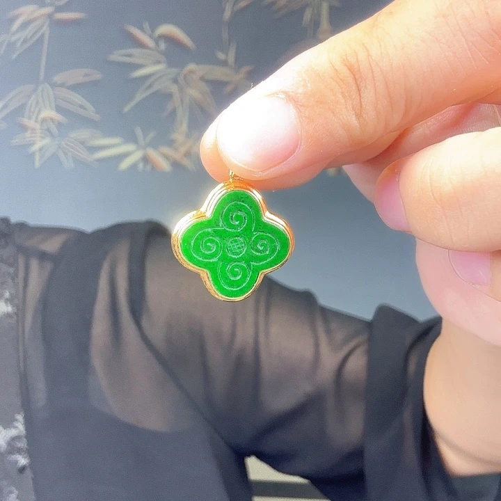 翡翠银S925镶嵌吊坠(不含链)
