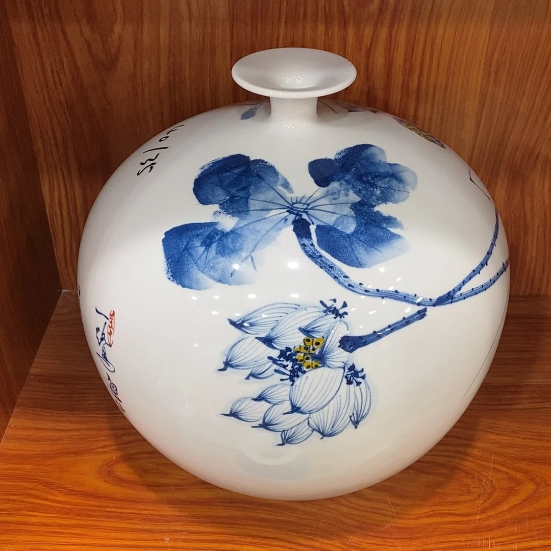 摆件z*h景德镇陶瓷青花石榴瓶