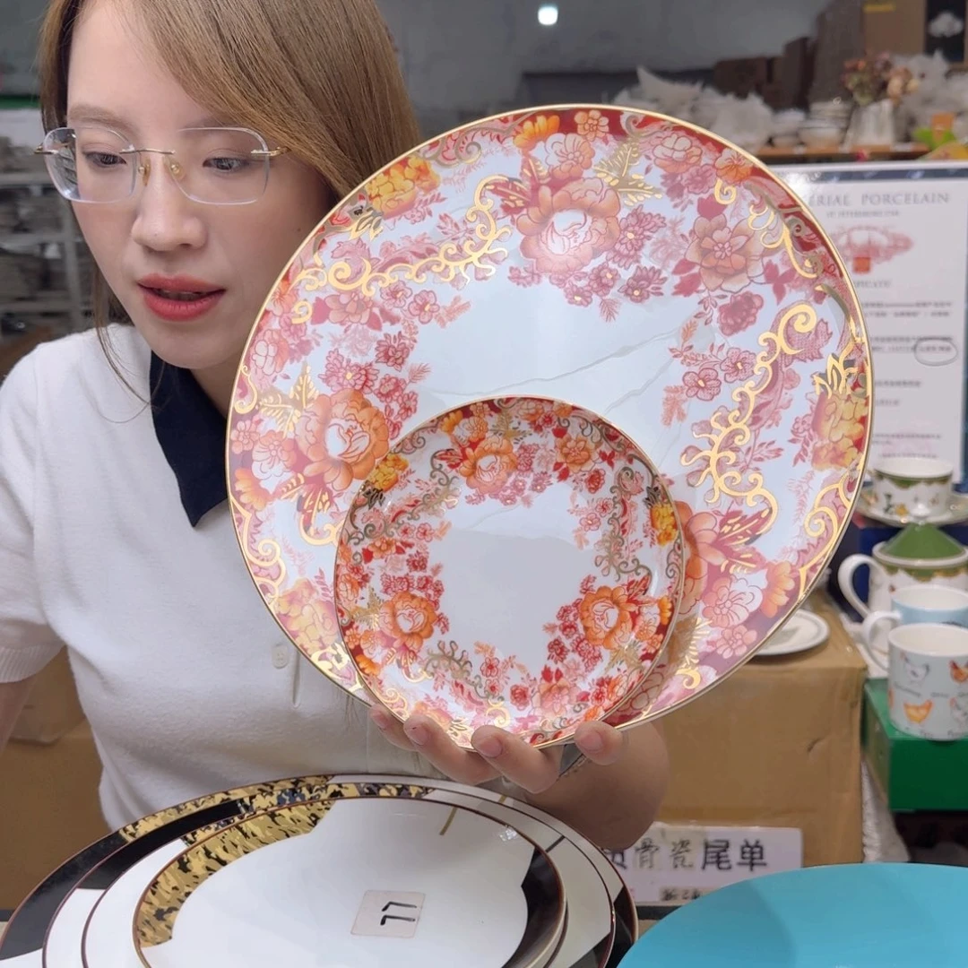 瓷高骨12英寸平盘30cm一个外贸骨瓷➕小盘