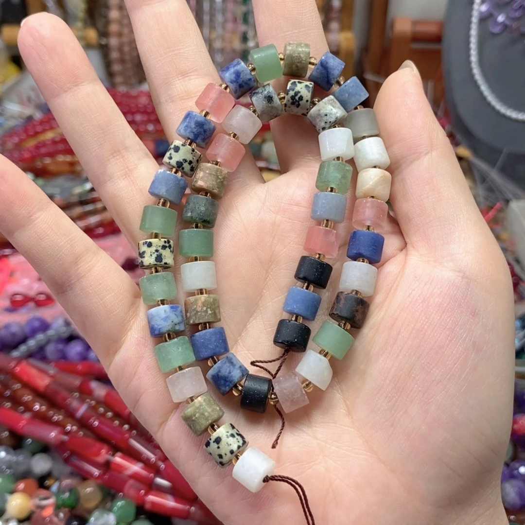 玛瑙/玉髓合金珠宝半成品磨砂多宝直切一条卡8mm