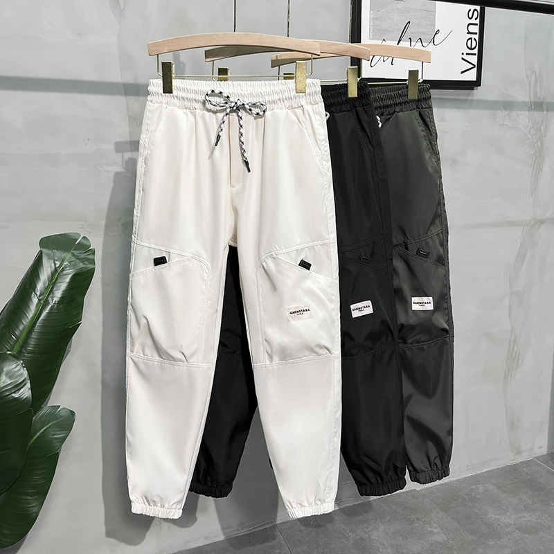 高档春秋裤子男士休闲裤工装裤运动裤束脚哈伦裤宽松百搭工装裤男