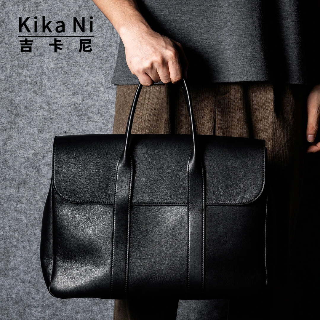 吉卡尼 商务休闲真皮公文包男士高级感斜挎手提电脑包文件公务包