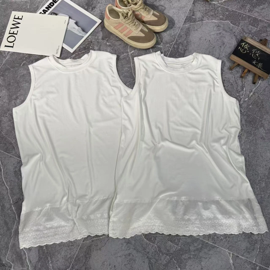 《清版》新款百搭春季拼接蕾丝边宽松大版背心3353