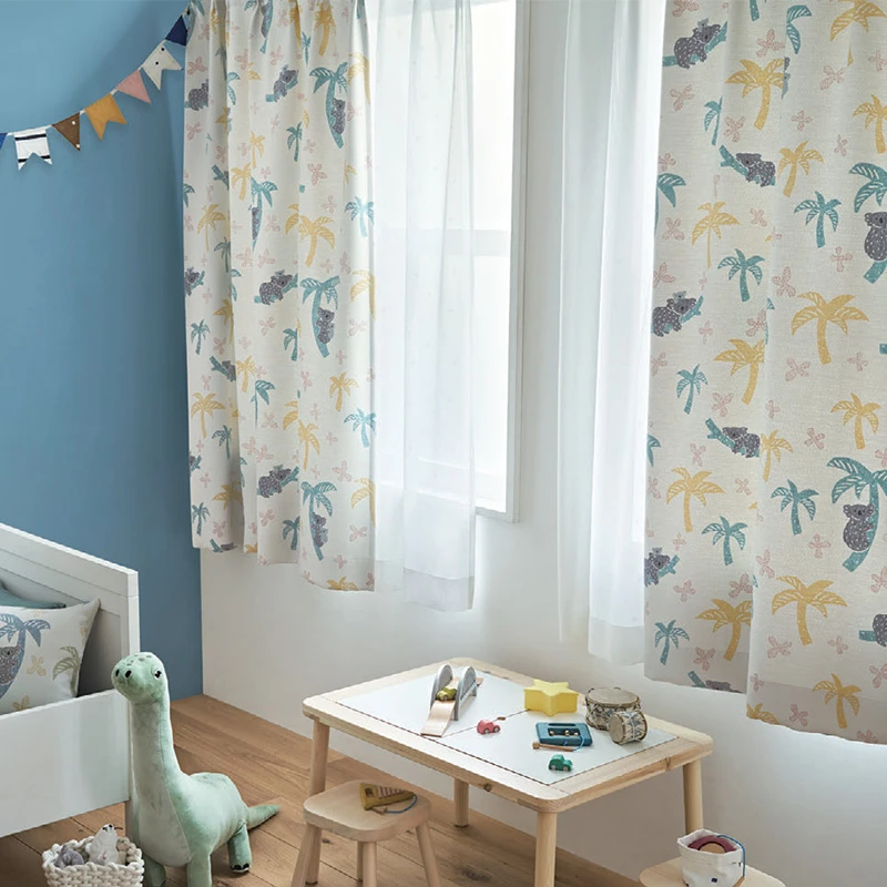 日本进口儿童房遮光窗帘考拉动漫卡通飘窗男童女童房罗马帘定制