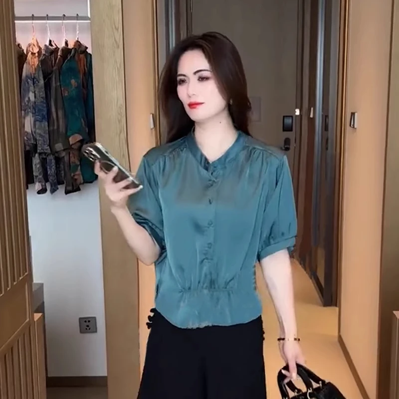 拉夏贝尔时尚妈妈装开衫收腰减龄百搭遮肚夏季洋气小衫两件套女