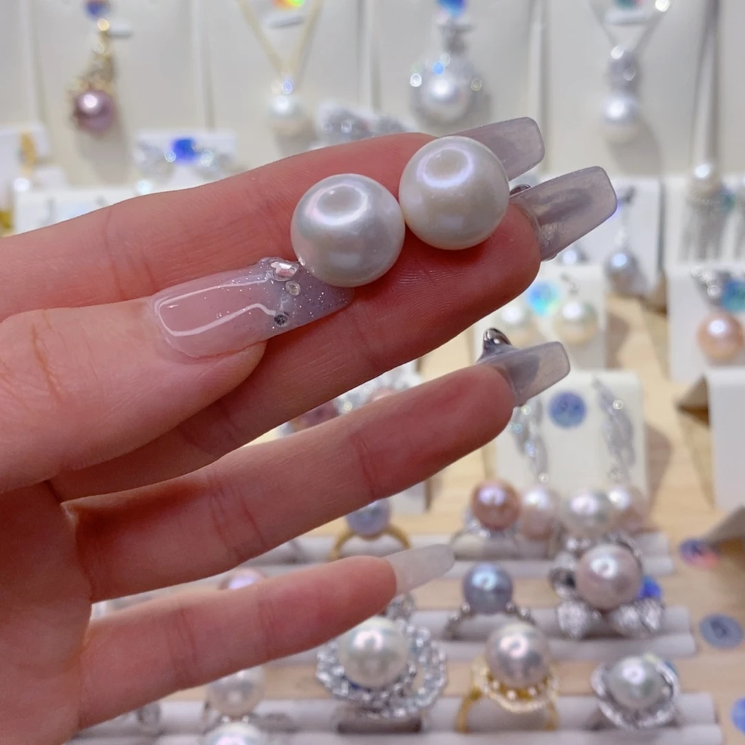 银S925镶嵌淡水珍珠耳饰