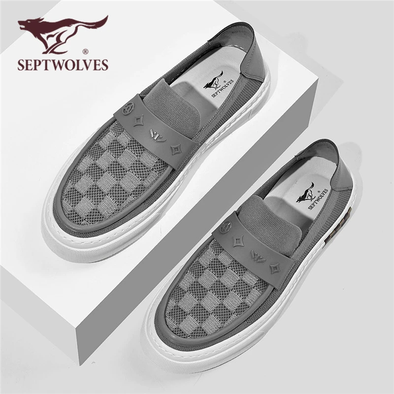 七匹狼男鞋秋季轻薄透气一脚蹬套脚懒人鞋男士豆豆鞋低帮休闲潮鞋