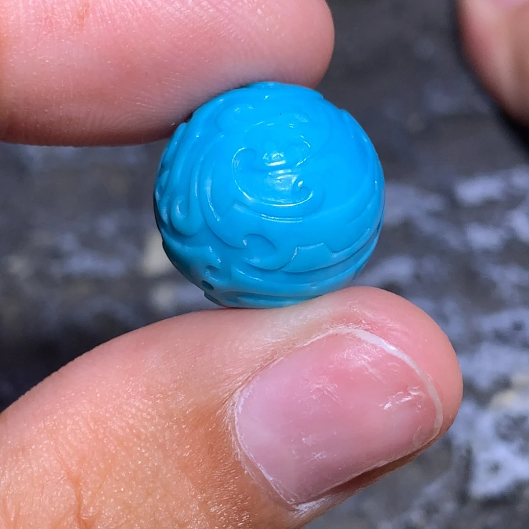 未镶嵌绿松石龙凤雕刻圆珠15.6
