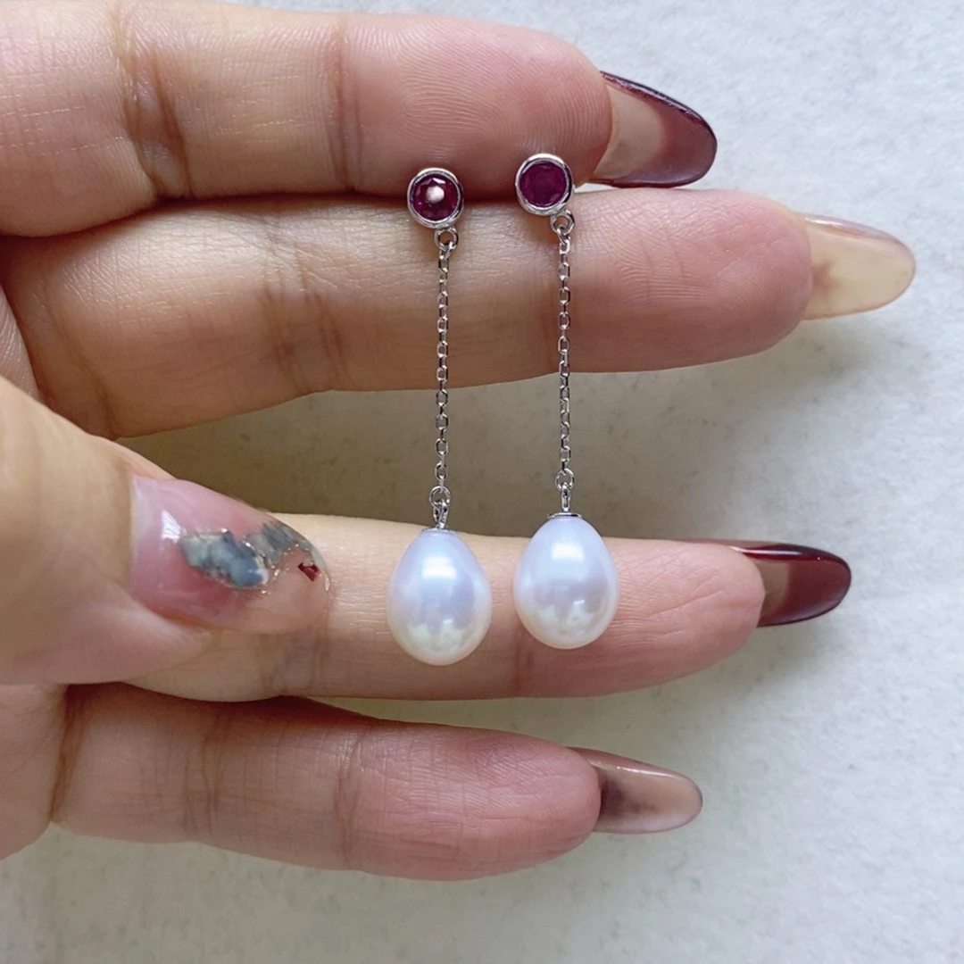 淡水珍珠耳饰银S925镶嵌