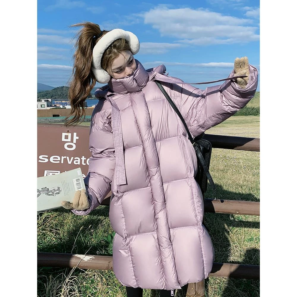紫色90白鸭绒羽绒服女冬季2025年新款中长款小个子流行爆款超好看