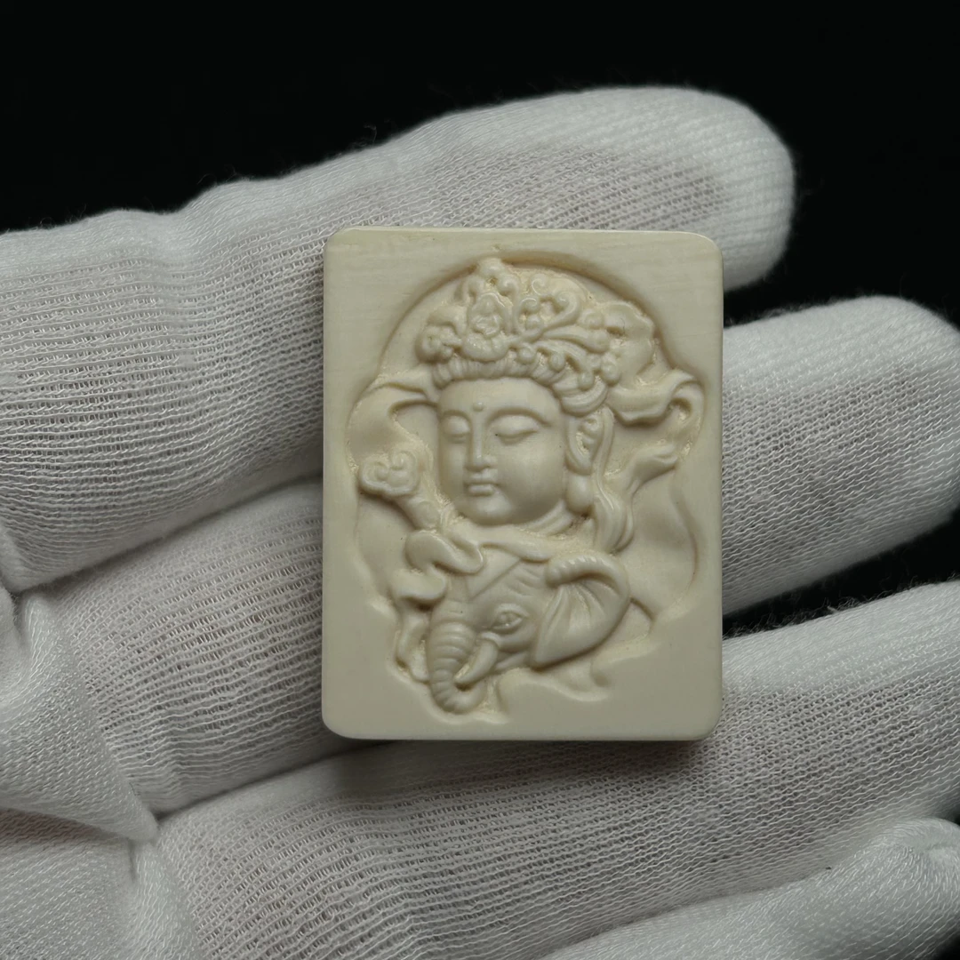 PDB10 只做天然猛犸牙 普贤菩萨 约长度40.8*宽度29.6*厚度9mm