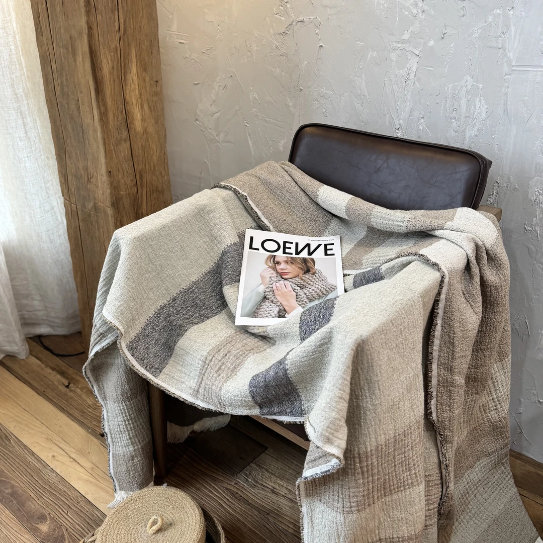 【云暮条纹色织亚麻毯】简约素色沙发毯午休防滑复古家用单人午休毯