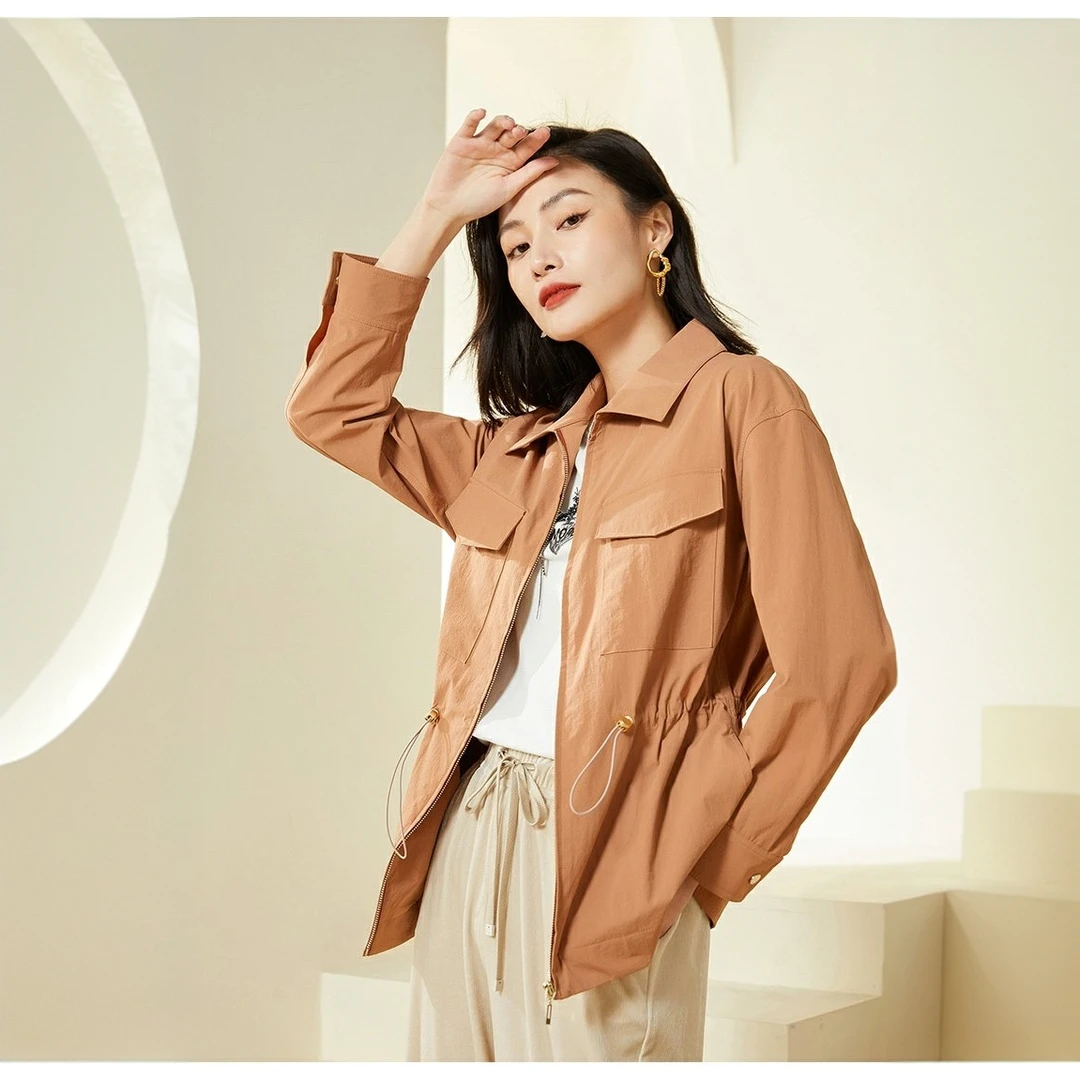 乔万尼新款春装风衣外套小个子女简约设计短款EF3B829