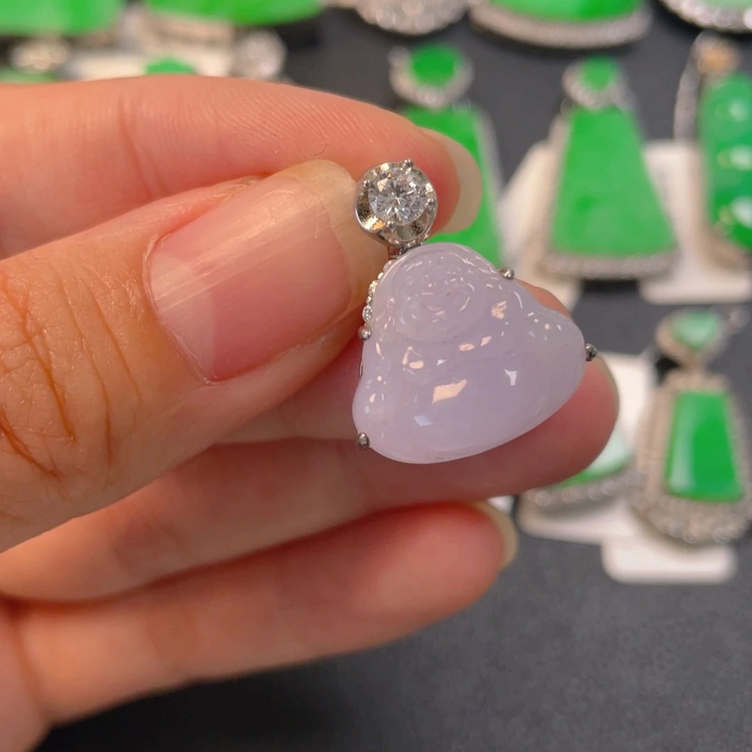 翡翠银S925镶嵌吊坠(不含链)