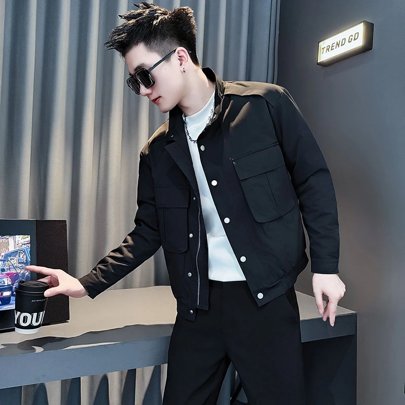 外套男款秋冬季新款男生衣服高级感轻奢痞帅男装加棉加厚工装夹克