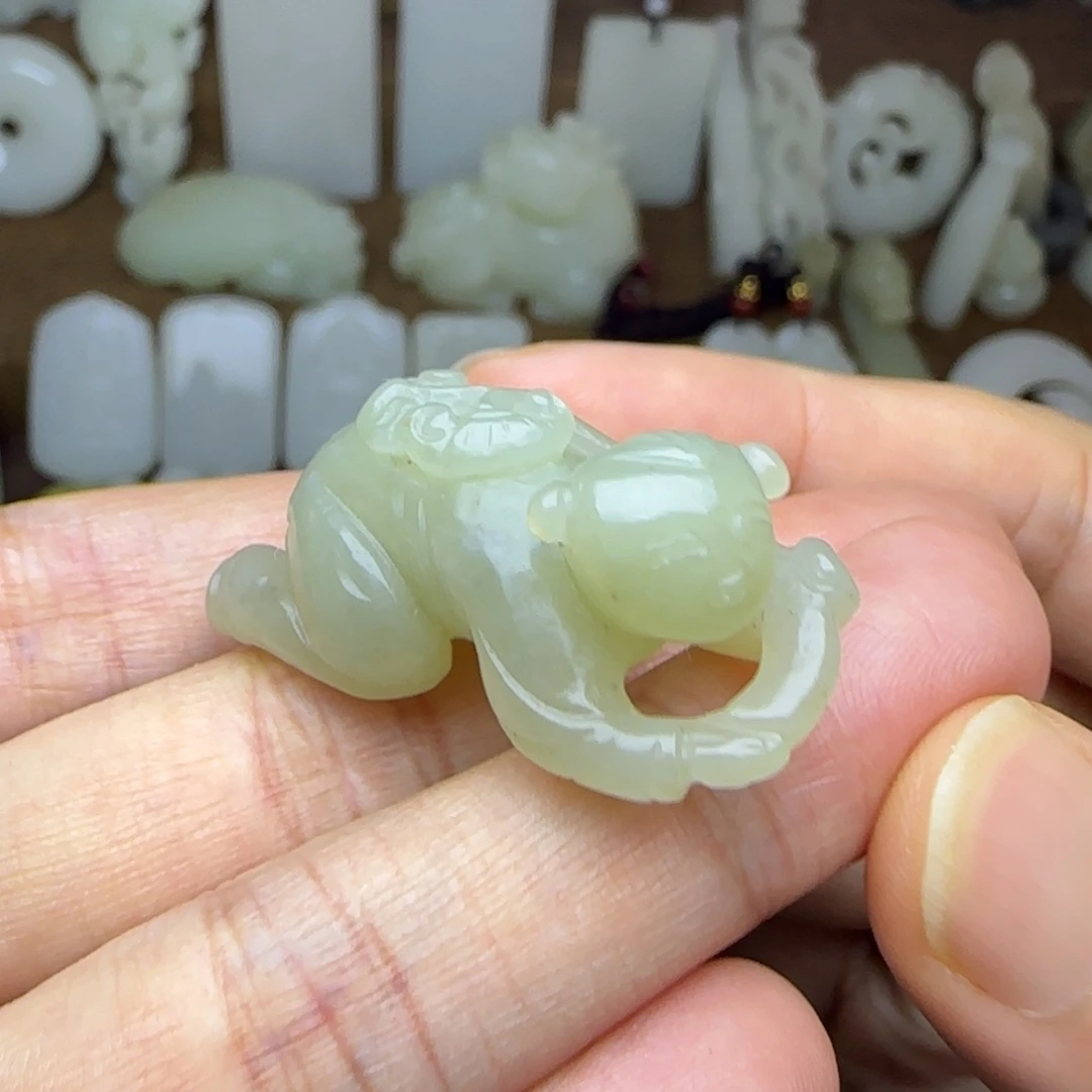 和田玉未镶嵌挂件如意童子