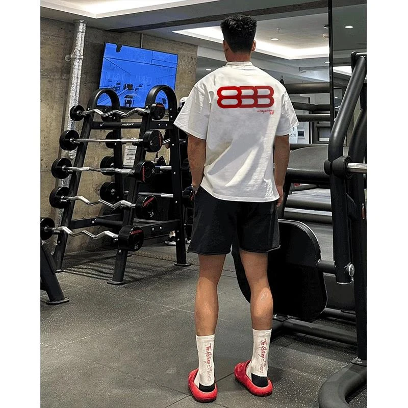 欧美式痞帅潮牌创意印花短袖T恤男夏季高街纯棉重磅圆领半袖上衣