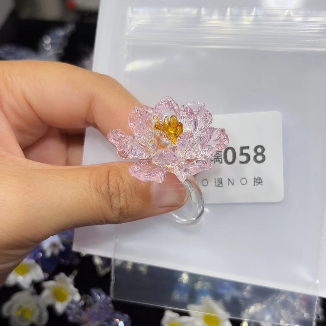 三***)琉璃58玫瑰花戒指一个