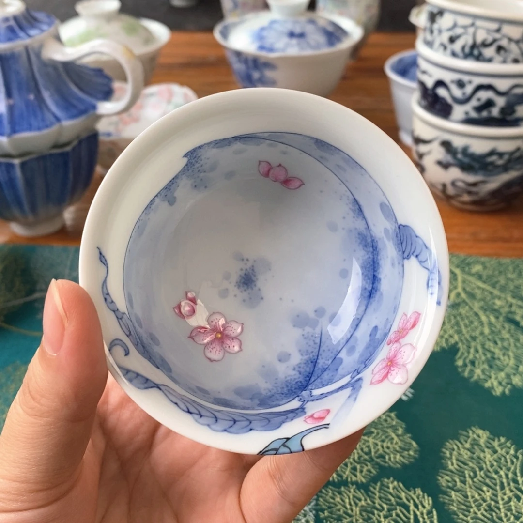 王****瓷片景德镇手绘陶瓷青花杯