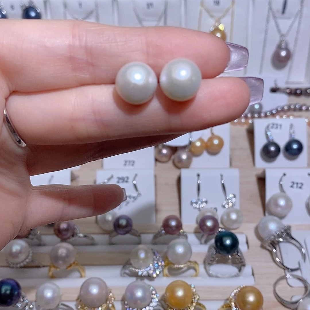 银S925镶嵌淡水珍珠耳钉快**妈s y