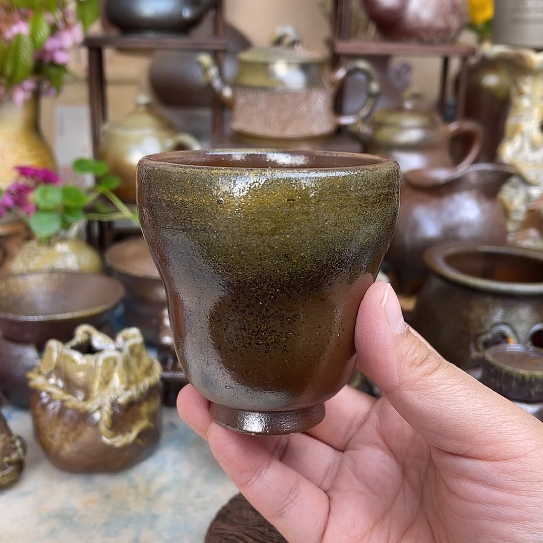 柴烧手工拉坯闻香杯