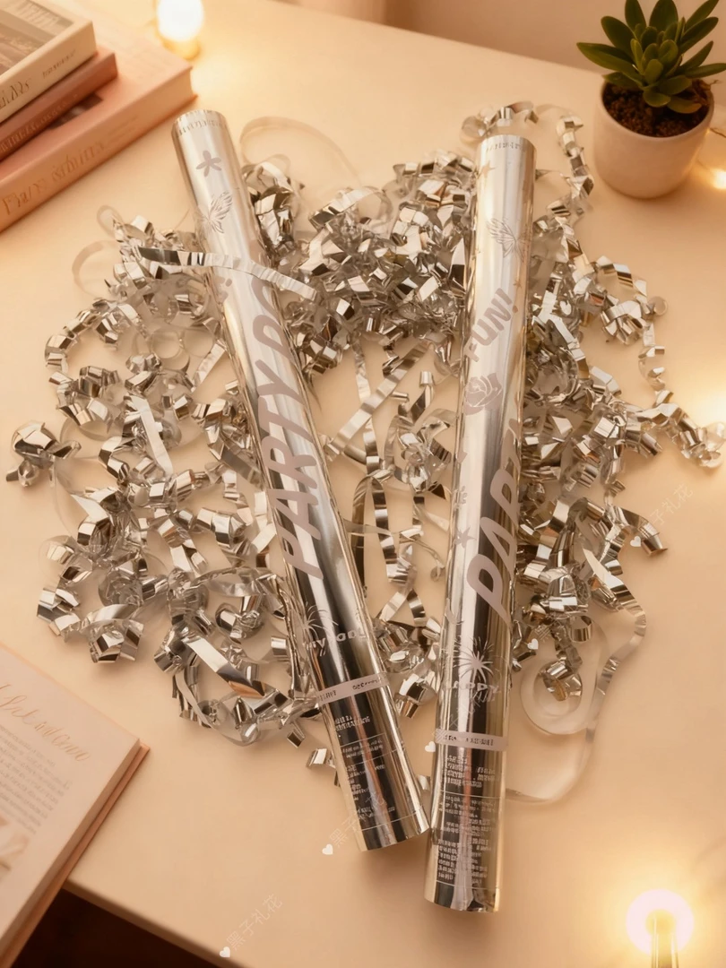 婚庆银丝带银色彩带礼炮结婚礼花筒户外流星雨彩带婚庆黑子礼炮筒