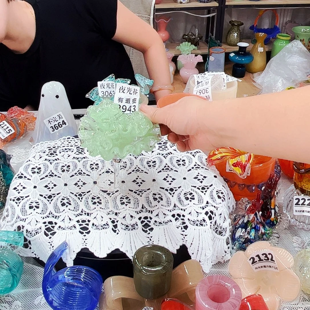 3943夜光花头 家悦琉璃工艺品瑕