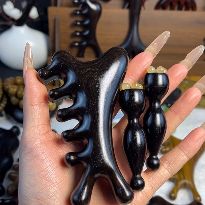 紫光檀木四合一眼袋棒