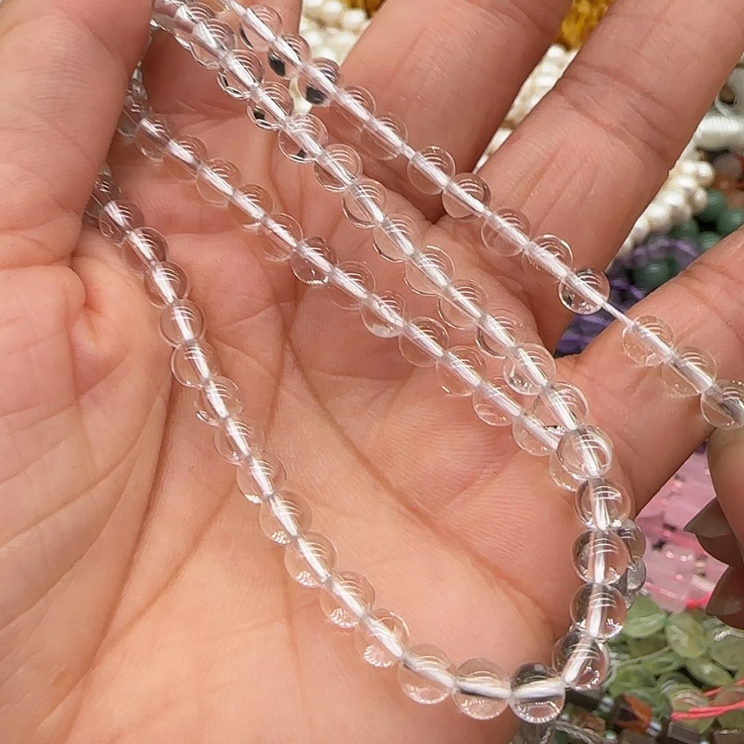 玛瑙/玉髓合金珠宝半成品白水晶4mm一条