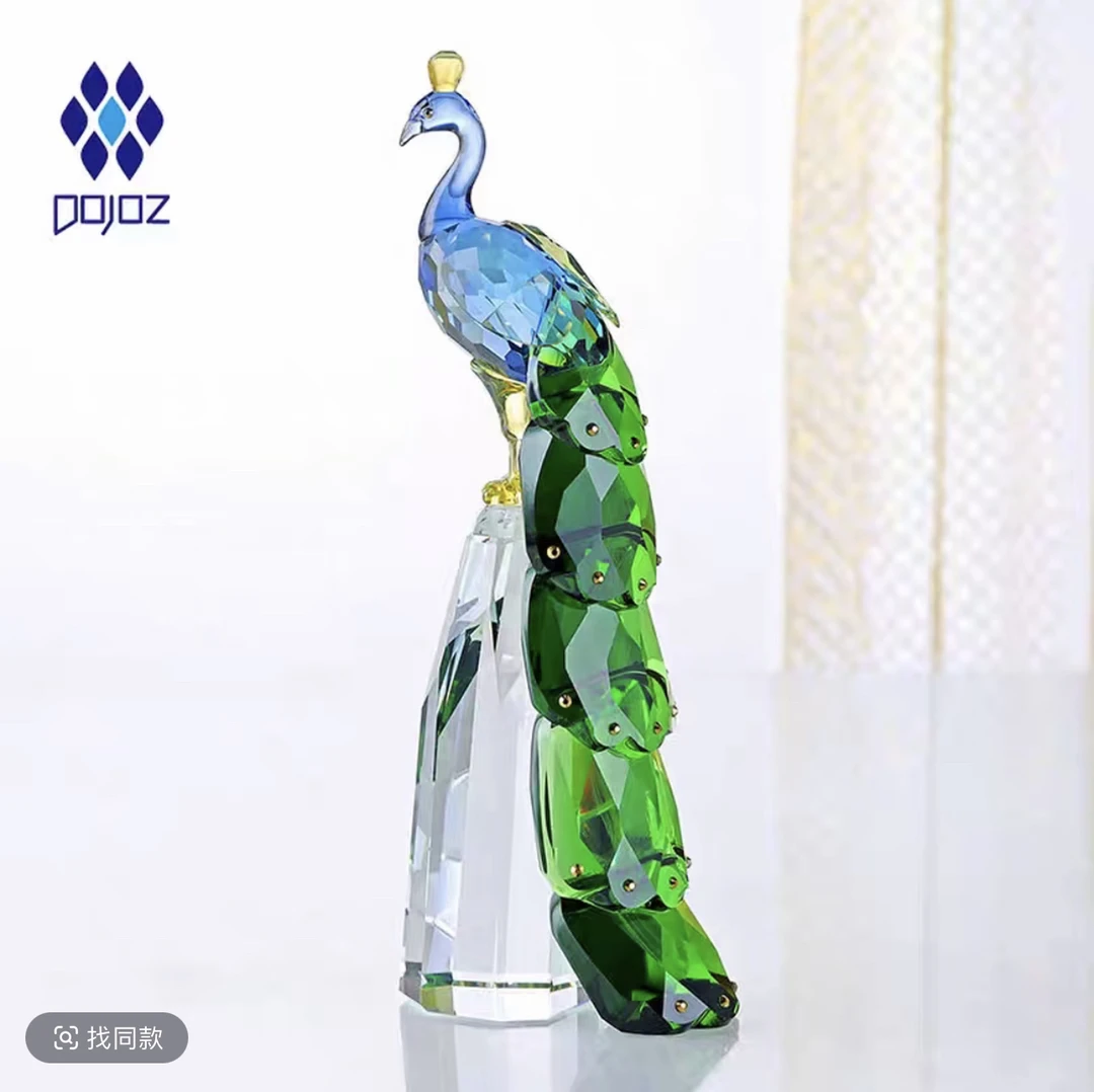 水晶K9孔雀摆件家居摆件