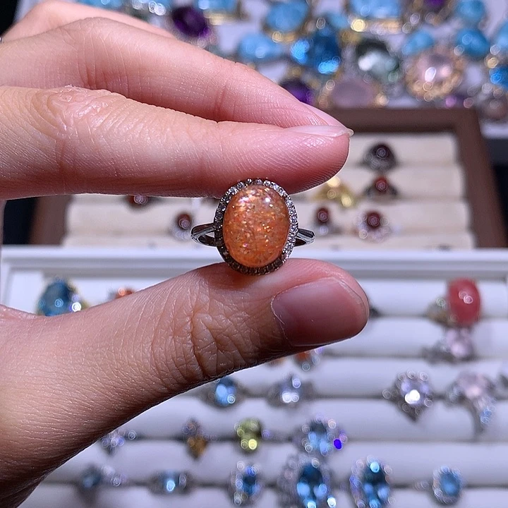 银S925镶嵌戒指水晶