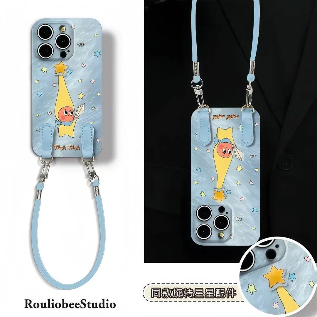旋转持剑星星人挂绳手机壳适用于苹果华为vivo oppo小米等机型