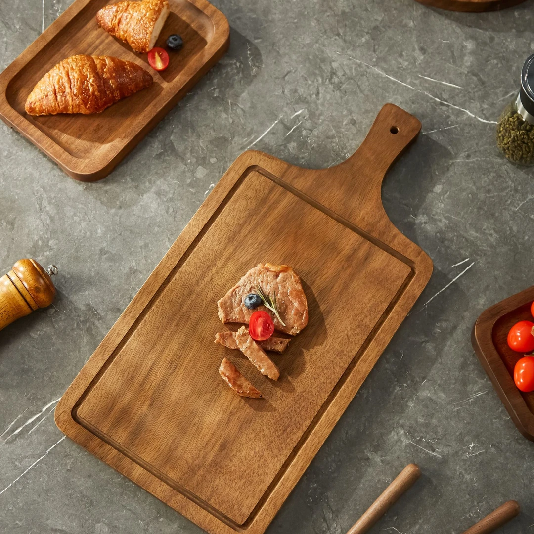整木黑胡桃木菜板牛排木盘面包蛋糕寿司比萨披萨木托盘西餐切菜板