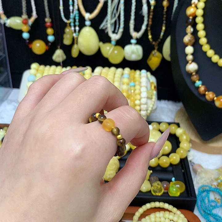 手链蜜蜡未镶嵌蜜蜡戒指单个