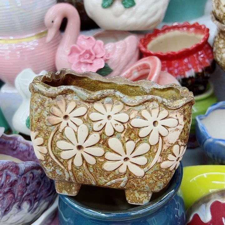 有孔，满10元发货多肉陶瓷花盆