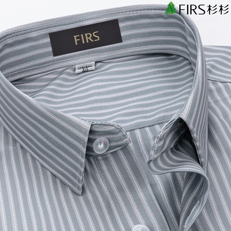 杉杉秋季免烫男士长袖衬衫抗皱中年商务休闲衬衣条纹宽松爸爸装