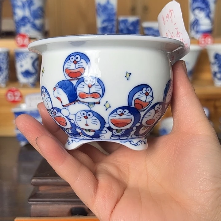 墨奈手绘陶瓷花盆