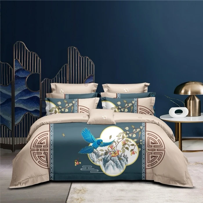 【寝夫人】新中式磨毛大版花加厚四件套