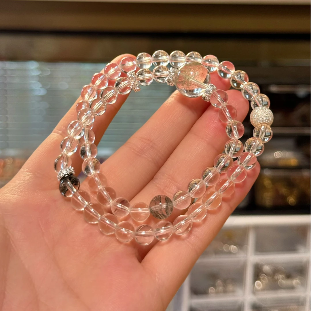 Friday原创｜纯天然水晶手串翠扶摇 绿幽灵搭全净体白水