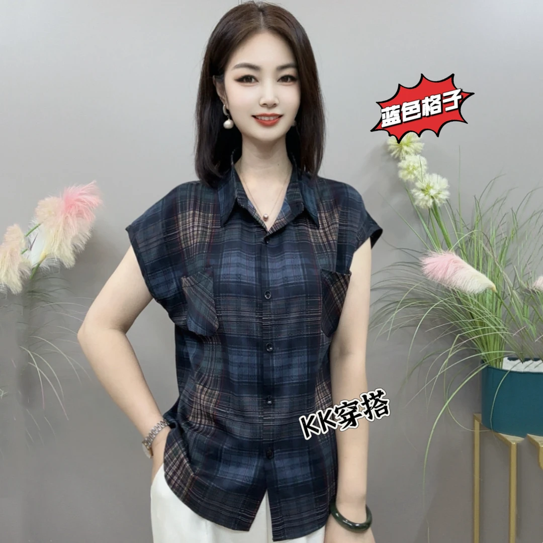 【KK】YXG8806夏季上新经典格子复古款百搭气质衬衫