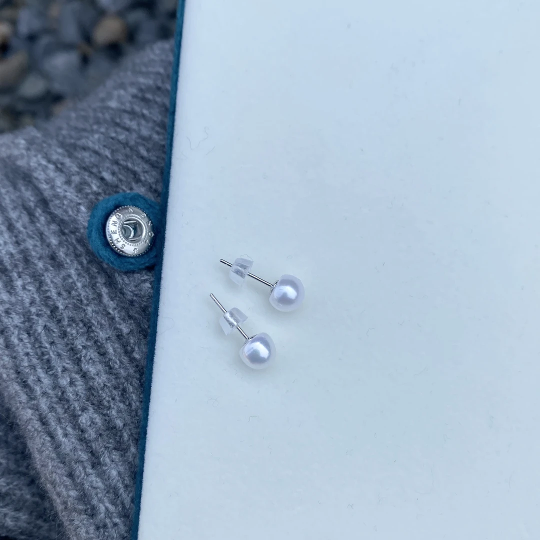 【小辉珠宝】天然淡水无核珍珠6-7mm时尚S925银针“带鉴定证书”