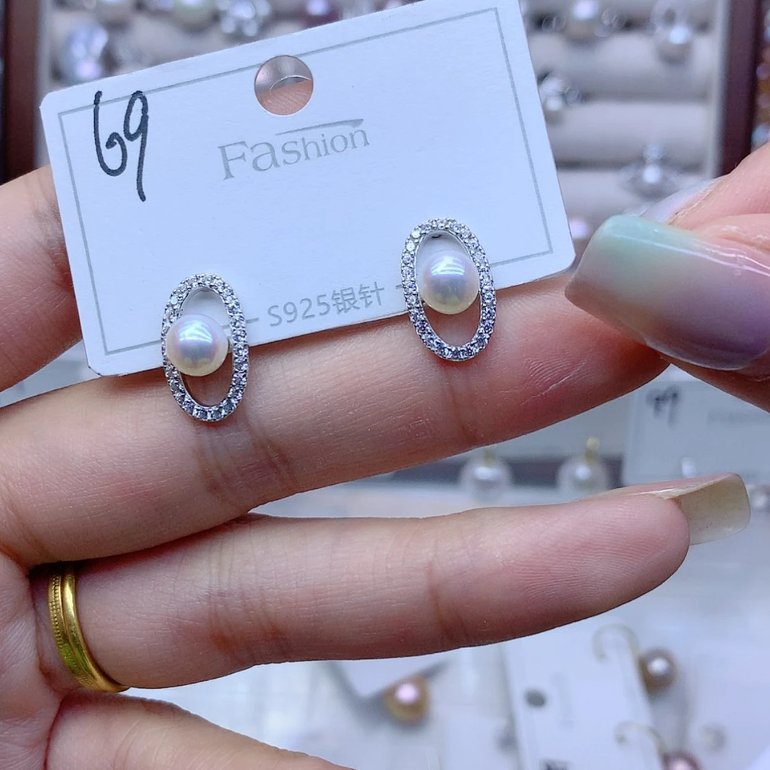 【闪购商品】银S925镶嵌淡水珍珠耳饰
