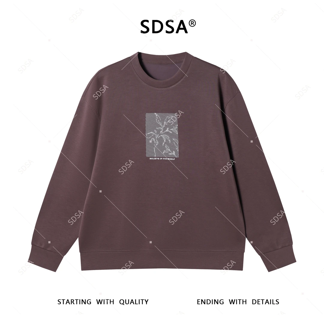 SDSA男士2025新款轻奢痞帅男装压胶印花字母圆领卫衣慵懒风百搭