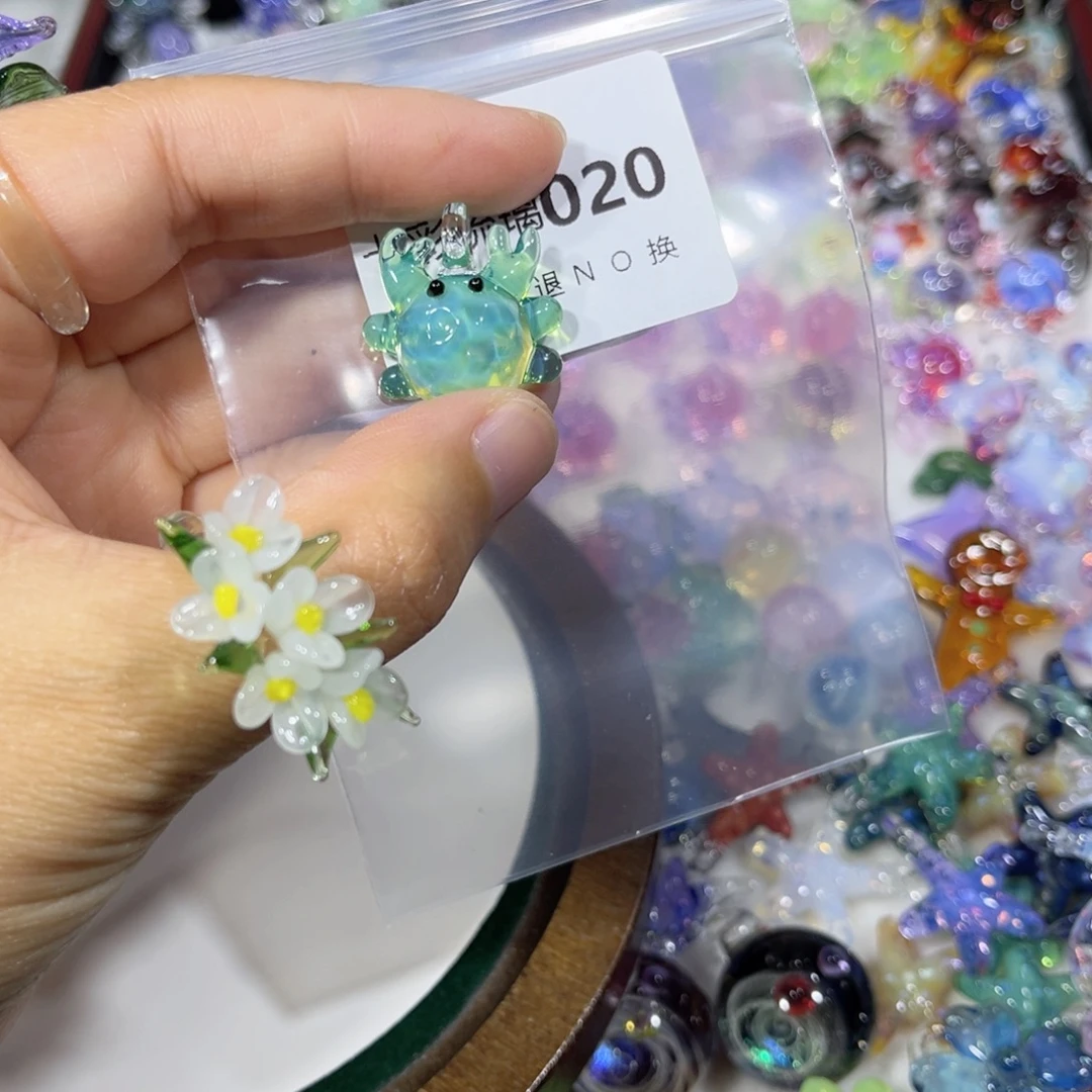 吊坠(不含链)琉璃20绿色螃蟹